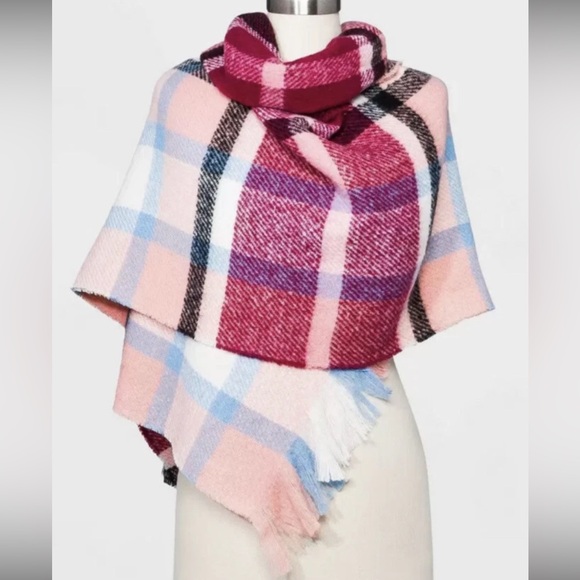 a new day Accessories - A New Day Women’s Pink Magenta Plaid Brushed Blanket Wraps Scarf NWT